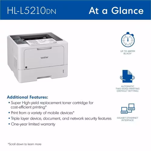 Impresora Brother HL-L5210DN, B/N, Dúplex, 48ppm, 1200dpi, USB/LAN - Imagen 7
