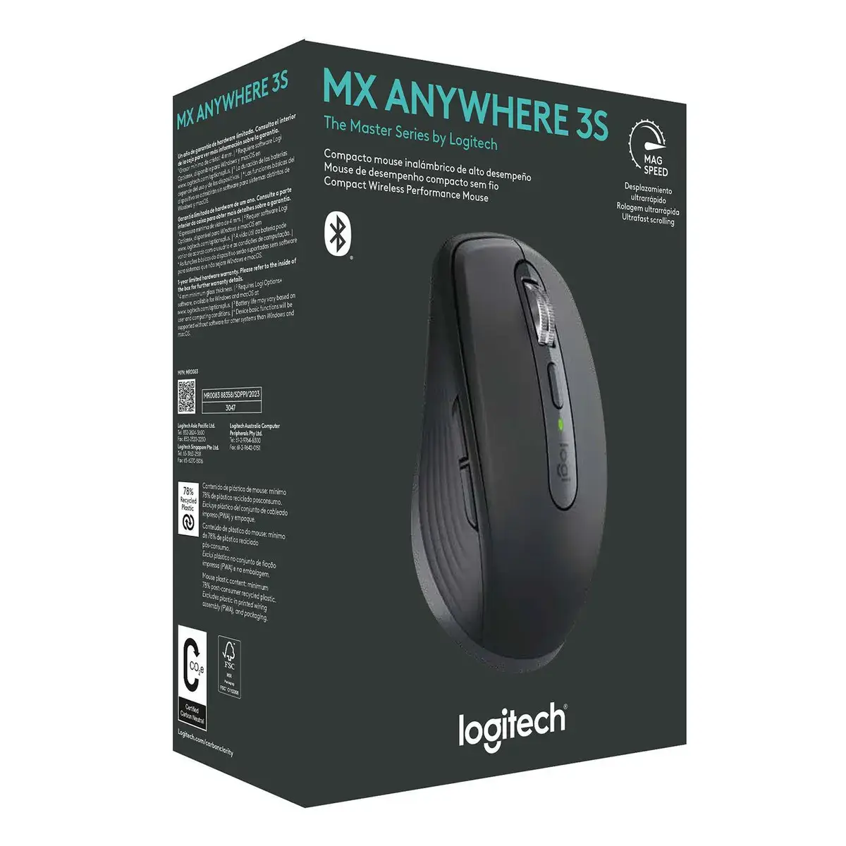 Mouse Inalámbrico Logitech MX Anywhere 3S, 8000 DPI, Bluetooth / Logi Bolt, Clics Silenciosos, Grafito - Imagen 3