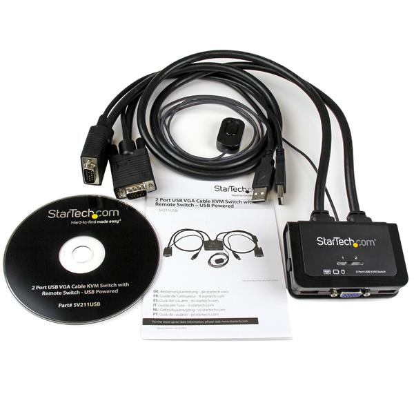Switch Conmutador KVM StarTech de Cable, con 2 Puertos VGA USB Alimentado por USB con Interruptor Remoto - Imagen 6