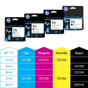 Tinta HP 711 Negro 80ml ORIGINAL