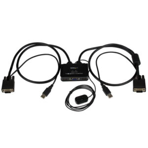 Switch Conmutador KVM StarTech de Cable, con 2 Puertos VGA USB Alimentado por USB con Interruptor Remoto