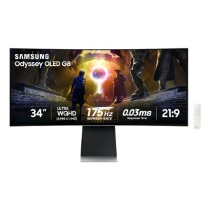 Monitor Gaming Samsung Odyssey OLED G8 34" UltraWide QHD Curvo, HDMI, DP, USB-C, USB 3.2 Gen 1