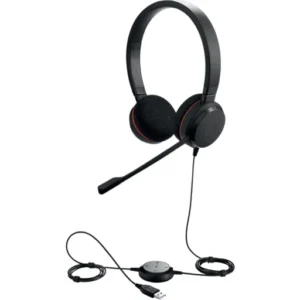 Jabra Evolve 20 Duo MS USB-C/A – Auriculares Estéreo con Micrófono y Cancelación de Ruido