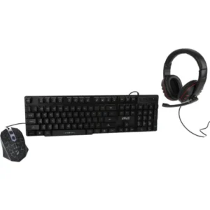 Kit Gamer LvlUp Teclado+Mouse+Audífonos, Español, USB, LED Multicolor