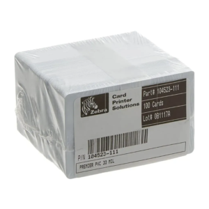 Pack 500 Tarjetas PVC Zebra Premier de 0,76mm, Blanco