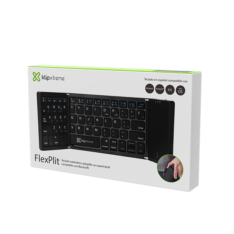 Teclado Klip Xtreme KCK-650S-BK, Inalámbrico Plegable con Panel Táctil, Bluetooth 5.0, Español - Imagen 12