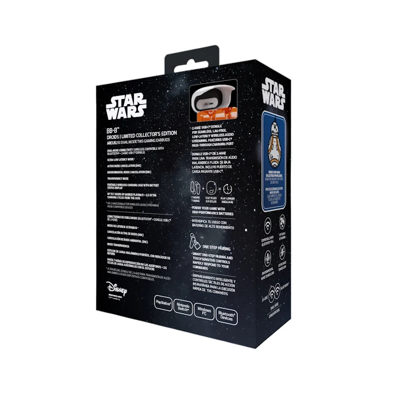 Audífonos Primus PWH-S250B8 Star Wars TWS Audífonos, BT 5.4, Dongle US