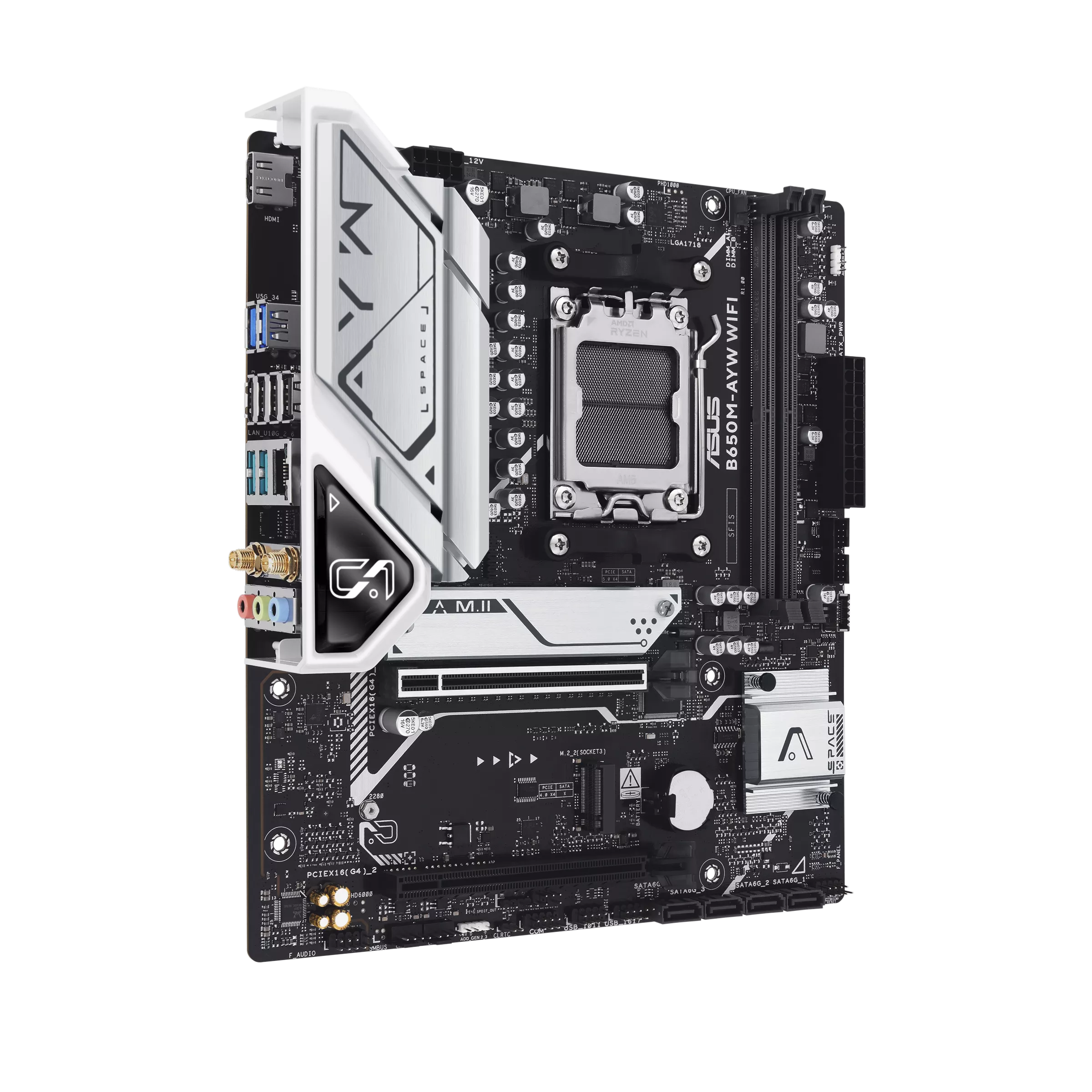 Placa Madre ASUS B650M-AYW WiFi, Socket AM5, 2x DDR5, 2x NVMe, Wi-Fi 6, 2.5 GbE, Micro-ATX - Imagen 3