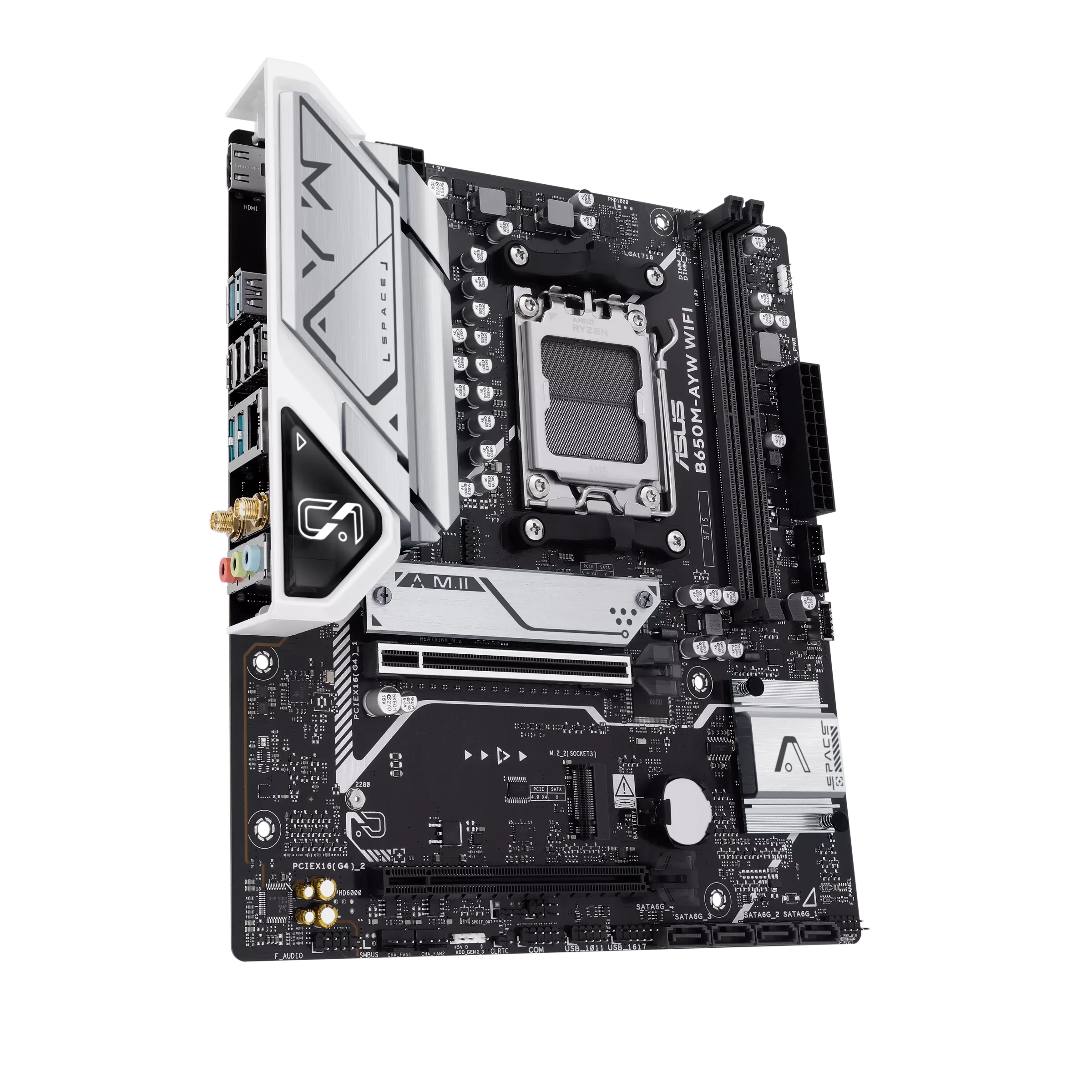 Placa Madre ASUS B650M-AYW WiFi, Socket AM5, 2x DDR5, 2x NVMe, Wi-Fi 6, 2.5 GbE, Micro-ATX - Imagen 4