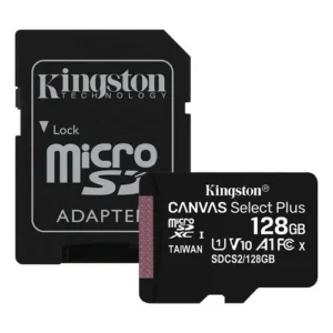 Tarjeta de Memoria microSD Kingston Canvas Select Plus 128GB, 100MB/s Clase 10 A1 + Adaptador SD