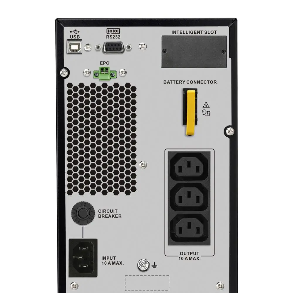 UPS APC SRV1KI-E APC Smart-UPS SRV1KI-E 1000VA (1kVA / 800W) – Topología Doble Conversión en Línea, Monofásica de 230V, Autonomía Escalable, Onda Sinusoidal Pura, Pantalla LCD Inteligente, Protección Crítica para Servidores y Redes - Imagen 2