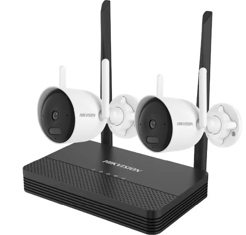 Kit de Seguridad Inalámbrico Hikvision Smart Wi-Fi NVS, Visión Nocturna Avanzada a Color, Incluye Hub NVS, Dual Micro SD, 2 Cámaras Exterior Bullet 2MP, Iluminación Híbrida Inteligente, Audio Bidireccional, NKS422WBH
