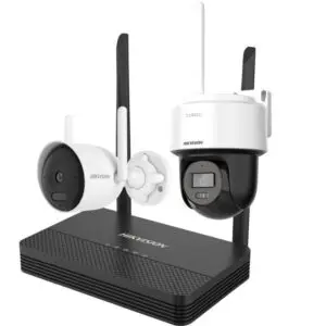 Kit de Seguridad Inalámbrico Hikvision Smart Wi-Fi NVS, Visión Nocturna a Color, Ranura SD, 1 Cámara Bullet Exterior 2MP, 1 Cámara Domo PT Motorizada 2MP, Audio Bidireccional, NKS422WBPH