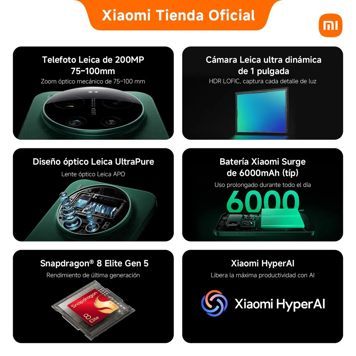 Celular Xiaomi 17 Ultra 5G, Pantalla OLED 6.9" 120Hz, Snapdragon 8 Elite Gen 5, 16GB RAM, 512GB, Cámara Leica 200MP, Verde Estelar / Starlit Green - Imagen 4