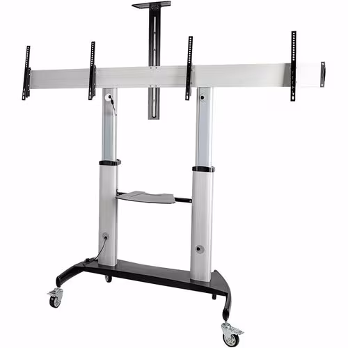 Carrito de TV Móvil Doble StarTech STNDMTVDUO, Para Dos Pantallas de 37" a 60", Ajuste de Altura, Inclinación, 2 Estantes