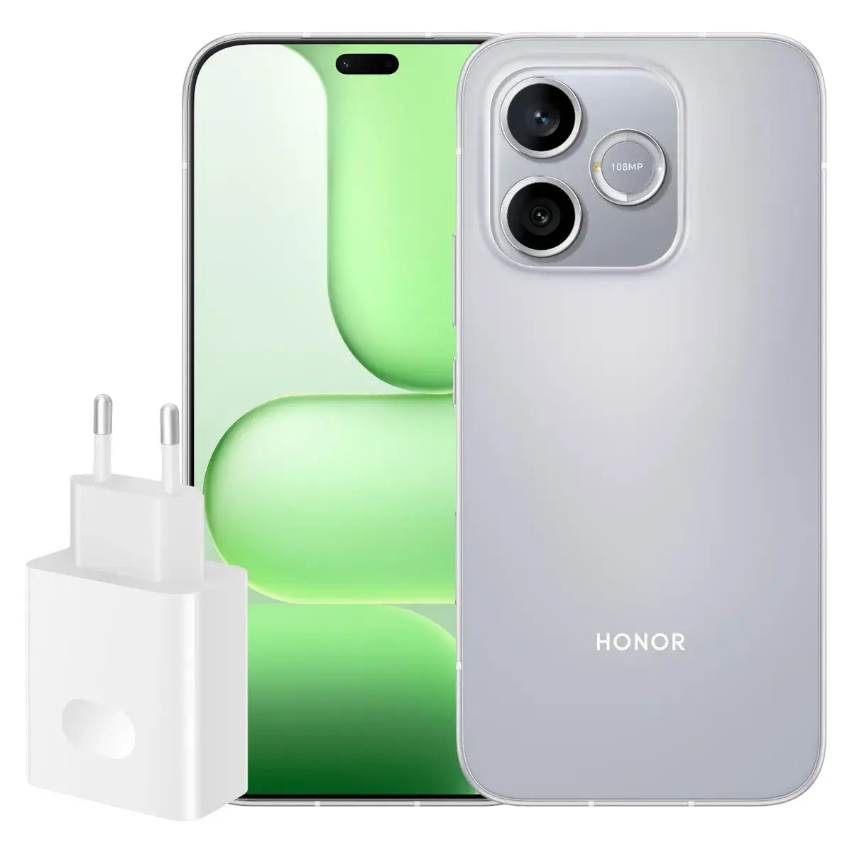 KIT Celular HONOR 600e 5G, Pantalla AMOLED 120Hz, Procesador Octa-Core, 8GB RAM, 512GB, Gris Terciopelo / Velvet Grey + Cargador de Pared SuperCharge 45W