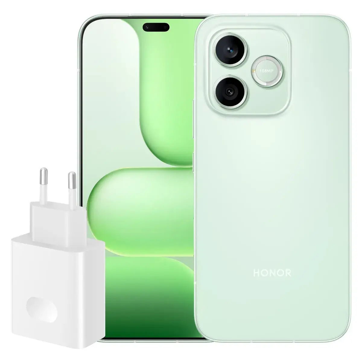KIT Celular HONOR 600e 5G, Pantalla AMOLED 120Hz, Procesador Octa-Core, 8GB RAM, 512GB, Verde Vital + Cargador de Pared SuperCharge 45W