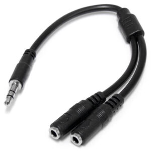 Cable de audio StarTech.com Adaptador Divisor de Auriculares Mini-Jack 3,5mm 3 pines Macho a 2x Mini-Jack 3
