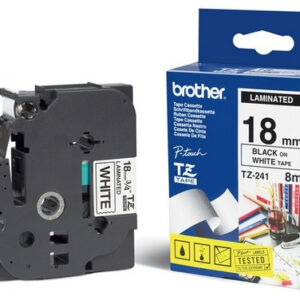 Cinta Brother TZE-241 Laminada Negro sobre blanco