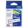 Cinta Brother TZE251 texto Negro fondo blanco Cinta Laminada Brother TZe-251 Negro sobre Blanco 24mm x 8m para Rotuladoras P-touch ORIGINAL