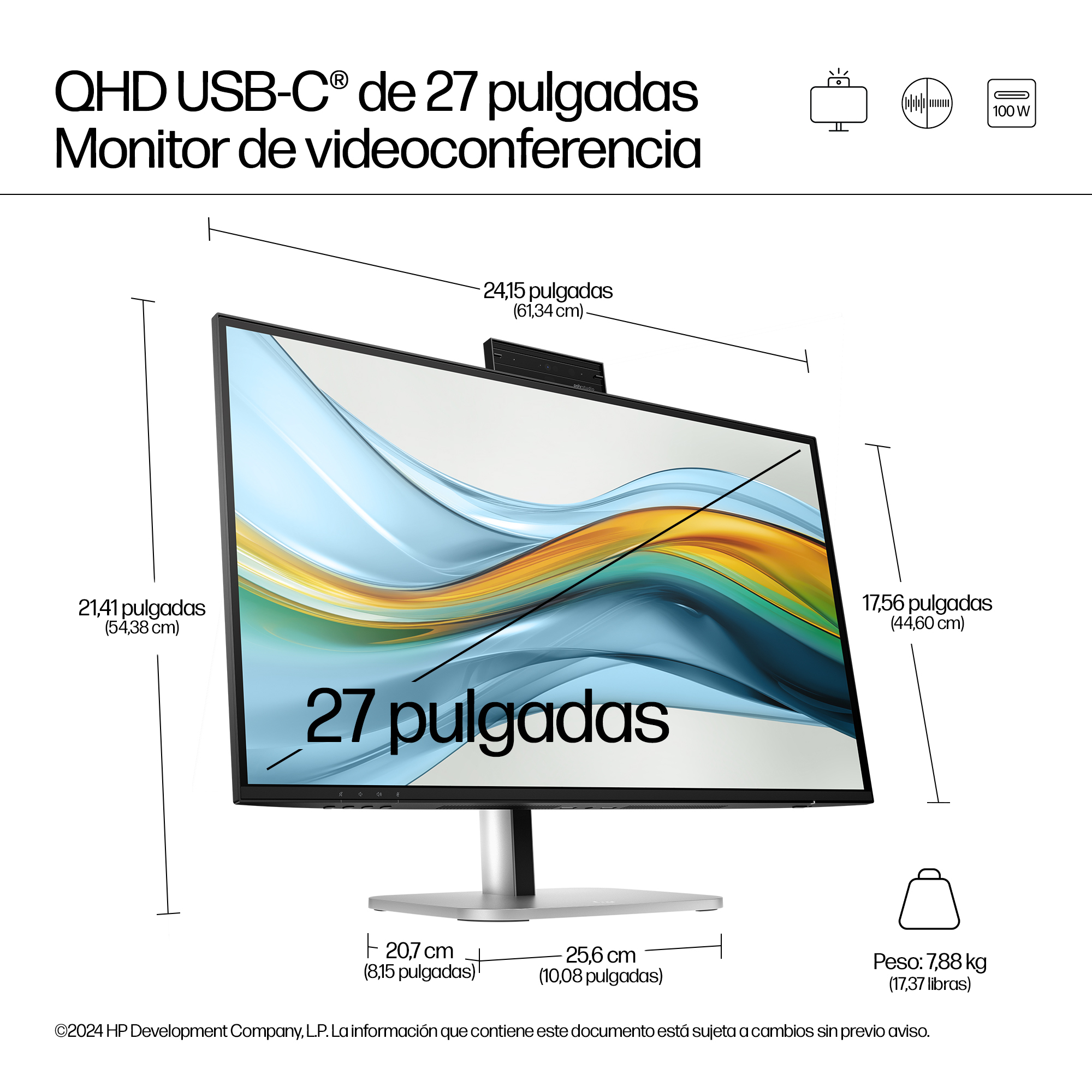 Pantalla para PC Monitor de videoconferencia QHD USB-C HP Pro de la serie 5 de 27 pulgadas: 527pm - Imagen 6