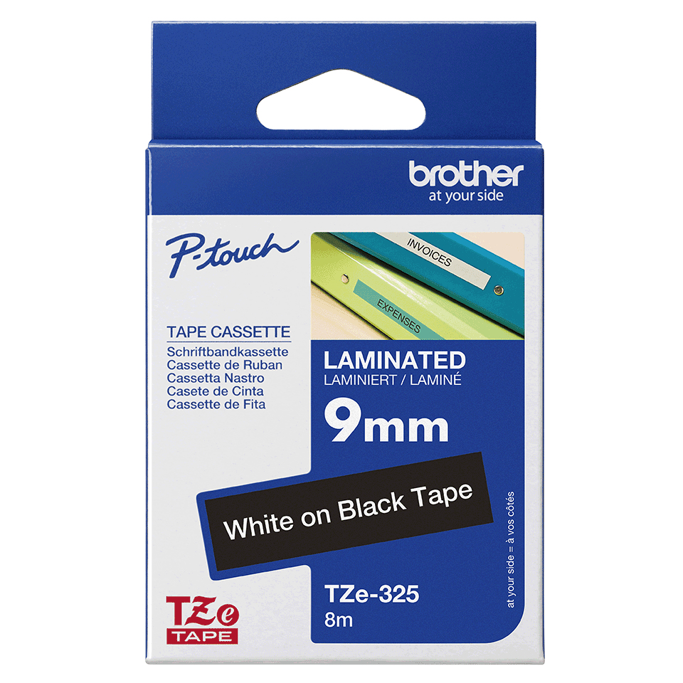 Cinta Brother TZE325 texto Blanco sobre Negro - Imagen 5