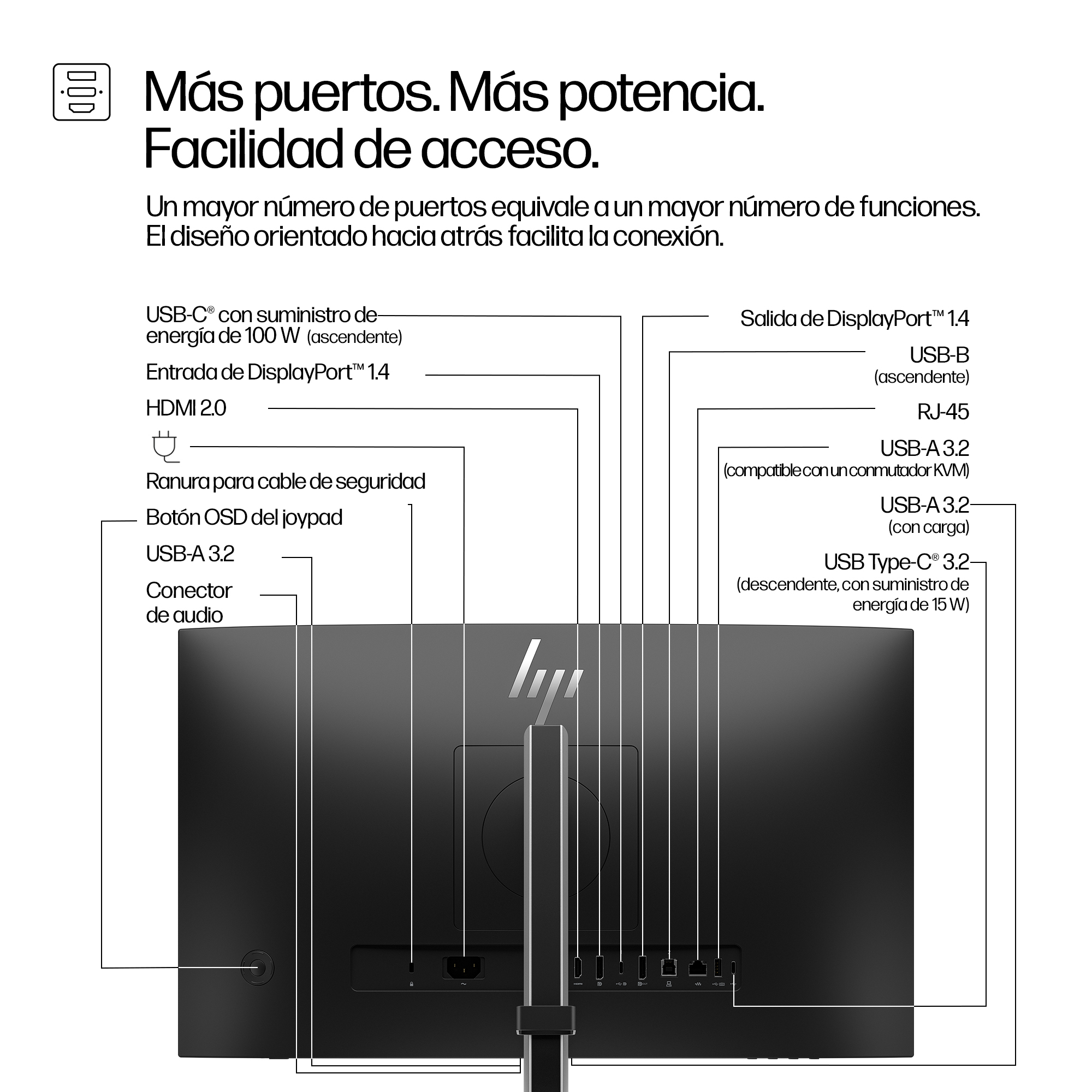 Pantalla para PC Monitor de videoconferencia FHD USB-C HP Pro de la serie 5 de 23,8 pulgadas: 524pm - Imagen 5