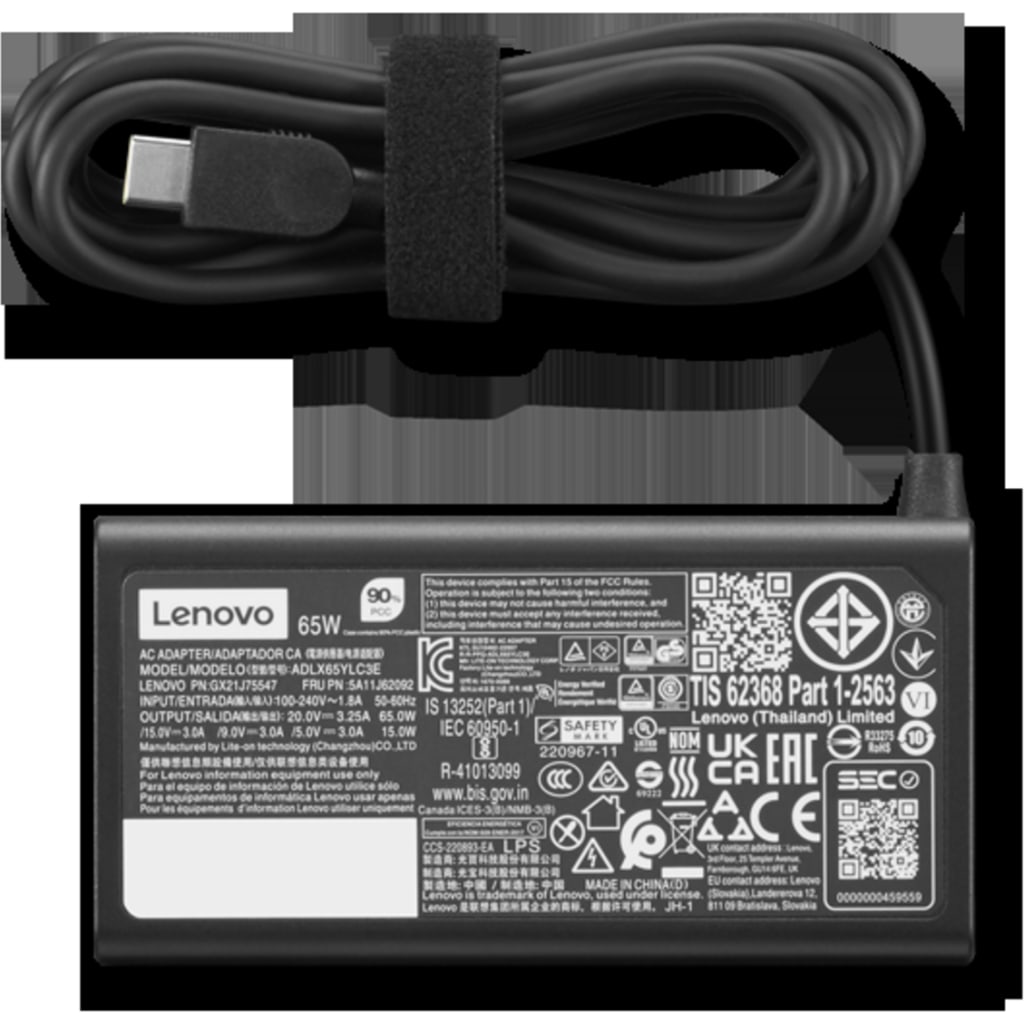 Adaptador Lenovo 4X21S91191 e inversor de corriente Interior 65 W Negro - Imagen 2