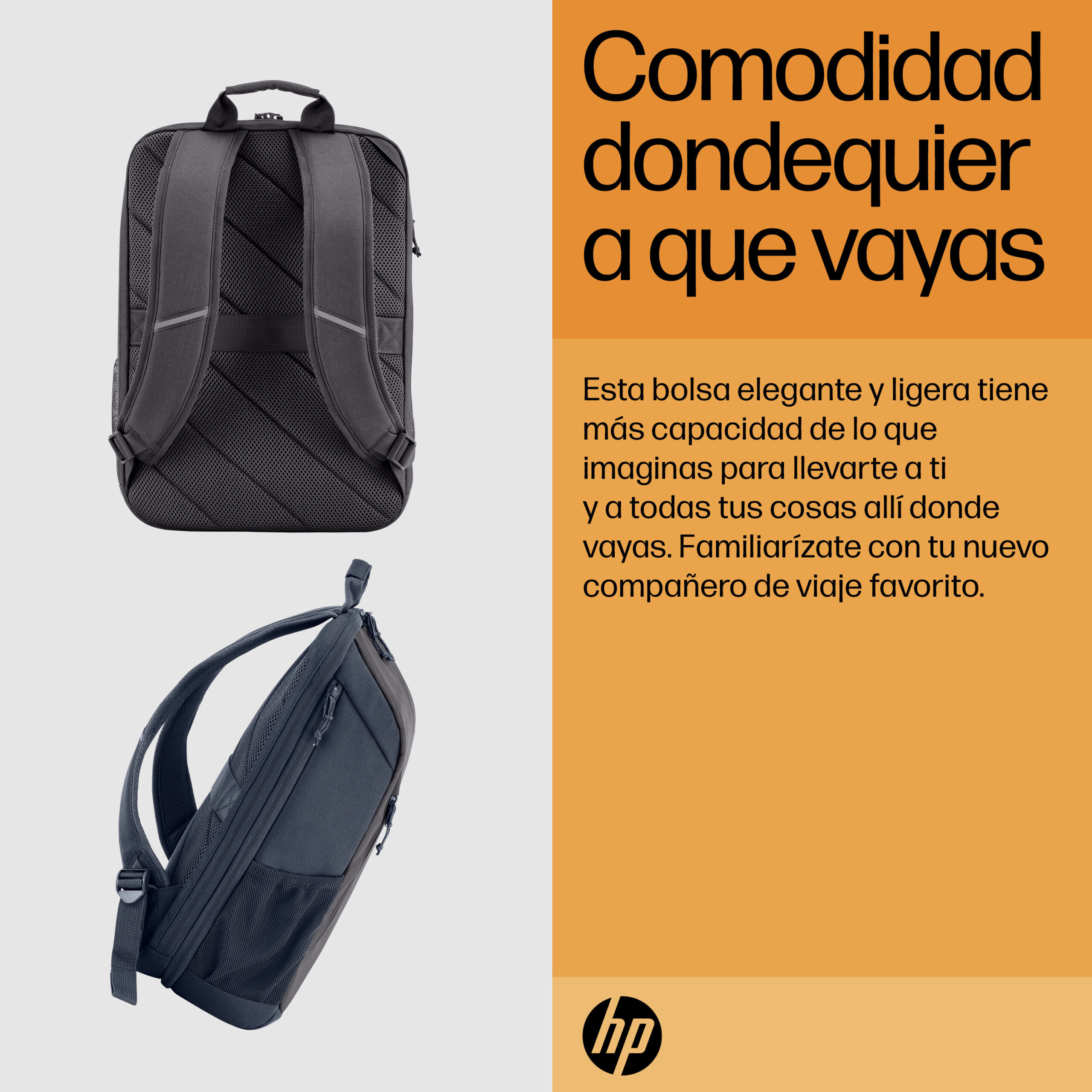 Maletín para portátiles Mochila para portátil HP Travel de 15,6 pulgadas y 18 litros, color gris - Imagen 6