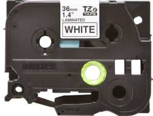 Cinta para Rotuladora Brother TZe-261, 36 mm, Negro sobre Blanco