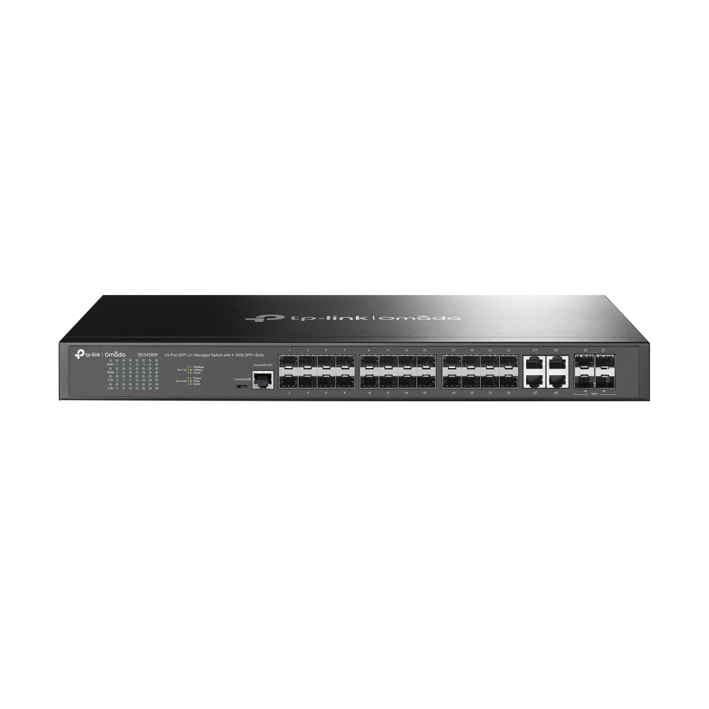 Switch TP-Link Omada SG3428XF L2+ 24 puertos SFP y 4 SFP+ 10G, rackeable
