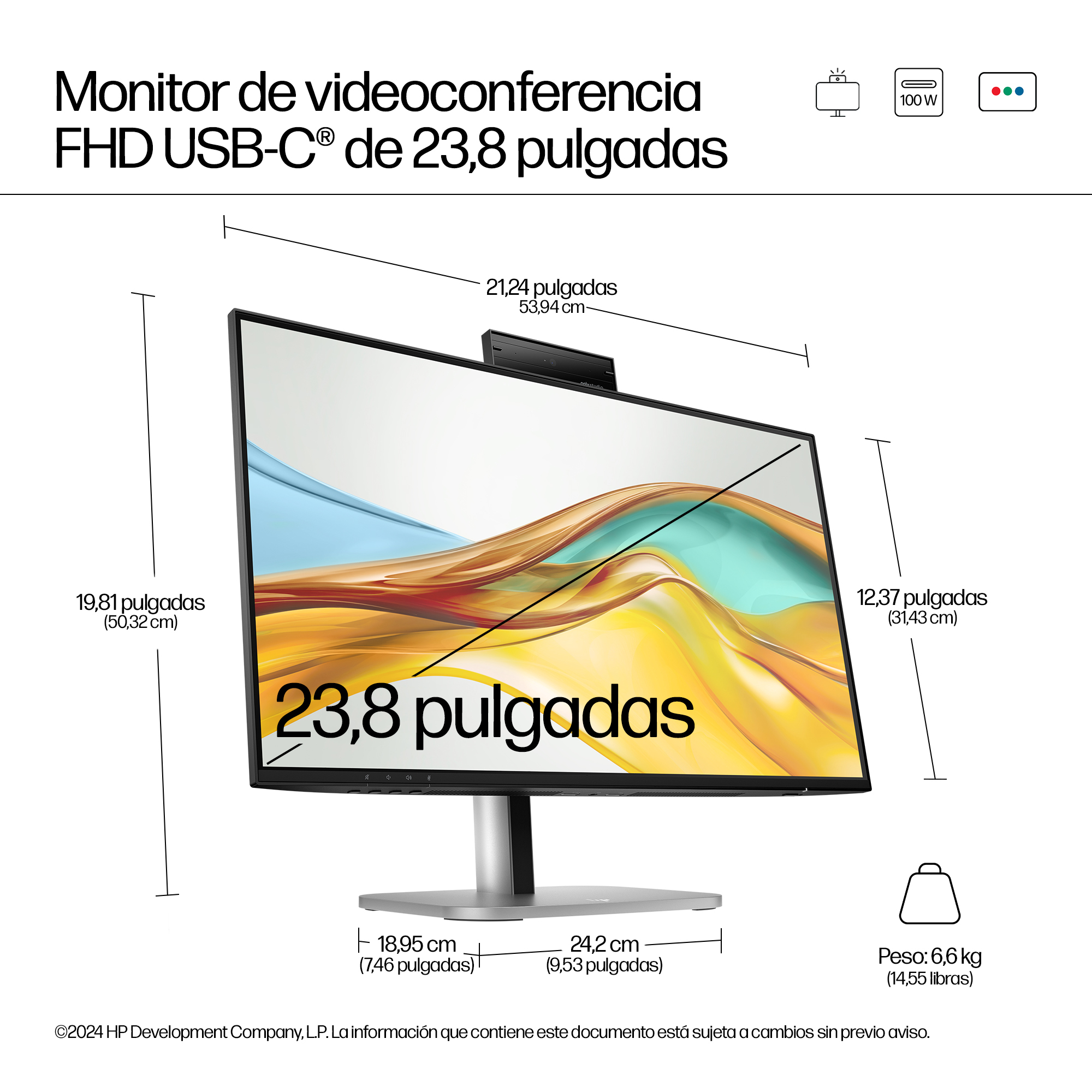Pantalla para PC Monitor de videoconferencia FHD USB-C HP Pro de la serie 5 de 23,8 pulgadas: 524pm - Imagen 6