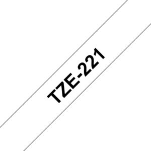Cinta Brother TZE221 texto Negro fondo blanco