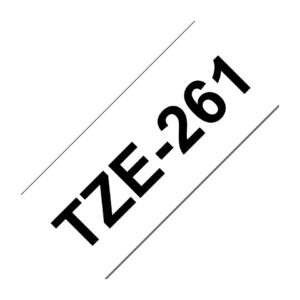 Cinta para Rotuladora Brother TZe-261, 36 mm, Negro sobre Blanco